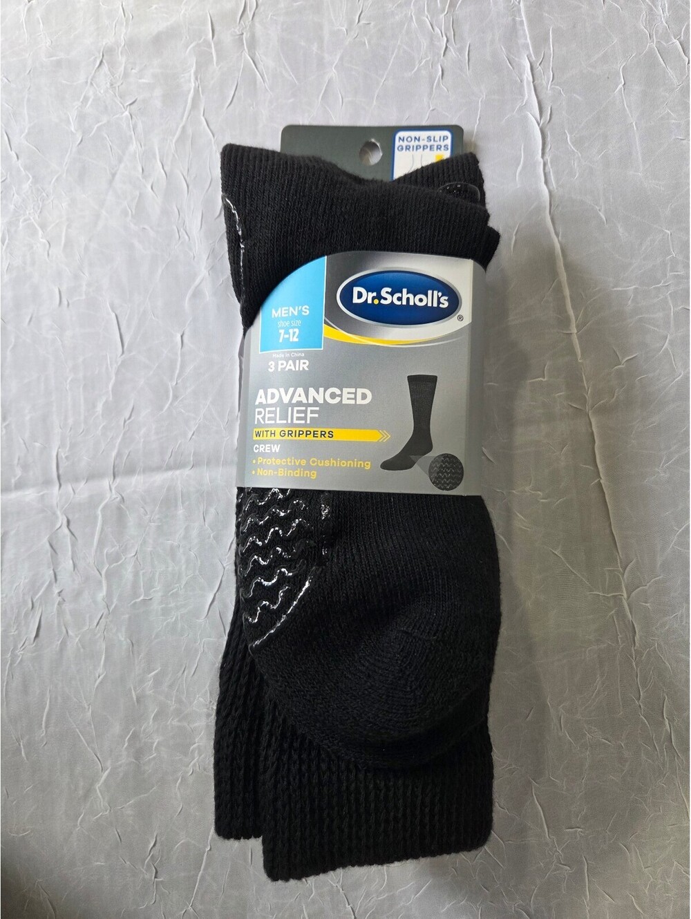 Dr.Scholl's Men's 7-12, 3 pair, advanced relief with grippers, crew
